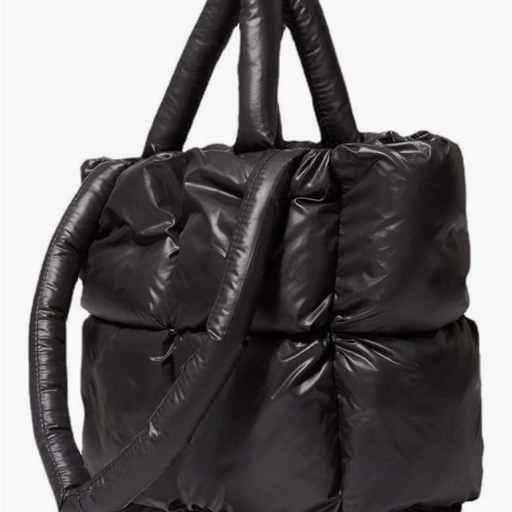 Chic Black Puffer Tote Bag - Picture 7 of 10